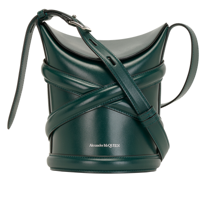 The Curve Bucket Bag, &pound;350, Handbags, Green, Leather, Front view